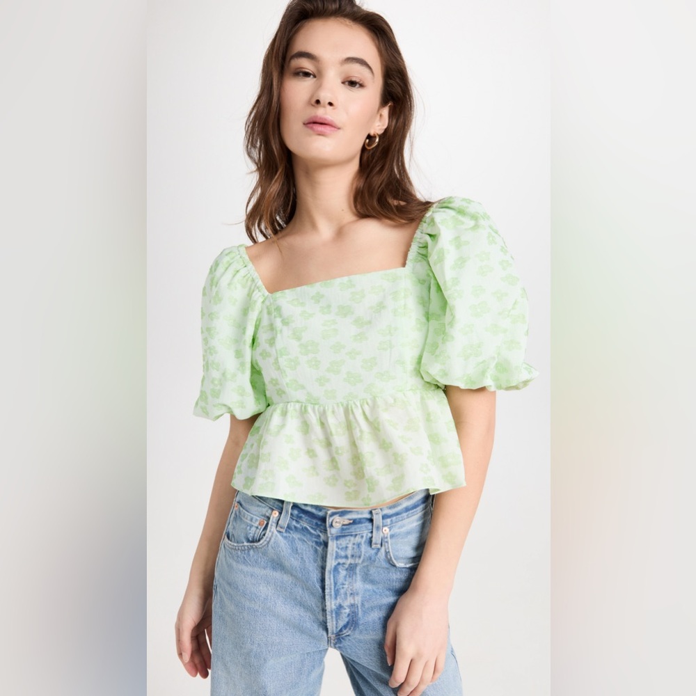 English Factory - Floral Blouse (Light Green)